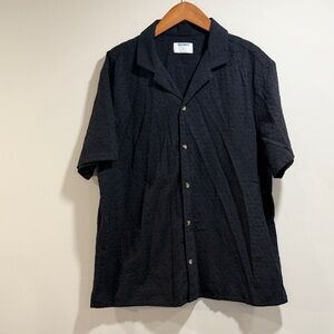 Old Navy Men's Black Eyelet Short Sleeve Button Down Top Size XL